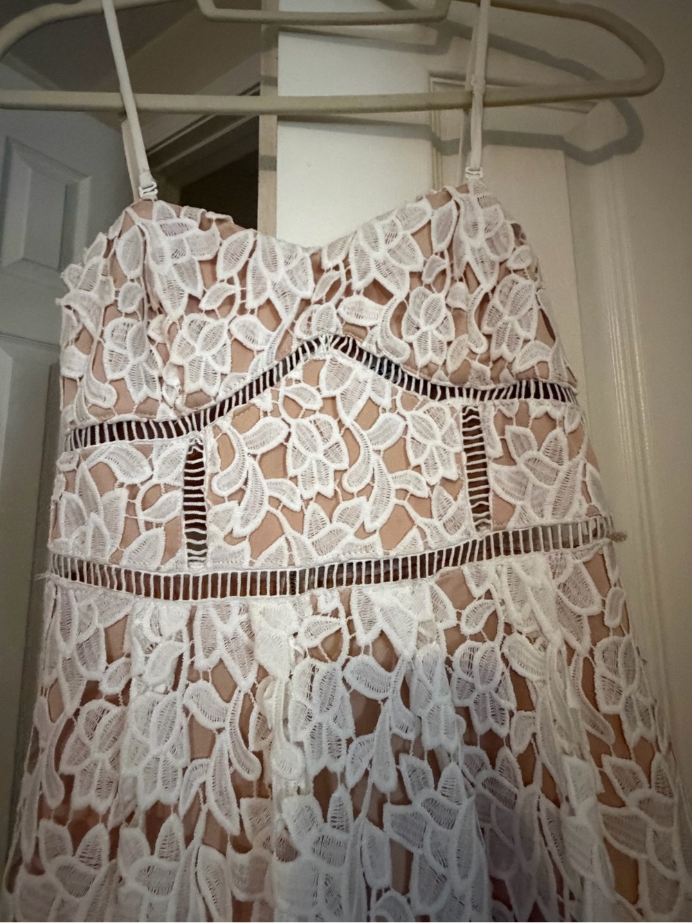 Lulu's White Lace Midi Dress with Spaghetti Straps - Picture 3 of 6